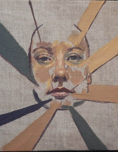 Alyson May - Geometric Self Portrait, oil on linen, 20 x 25cm